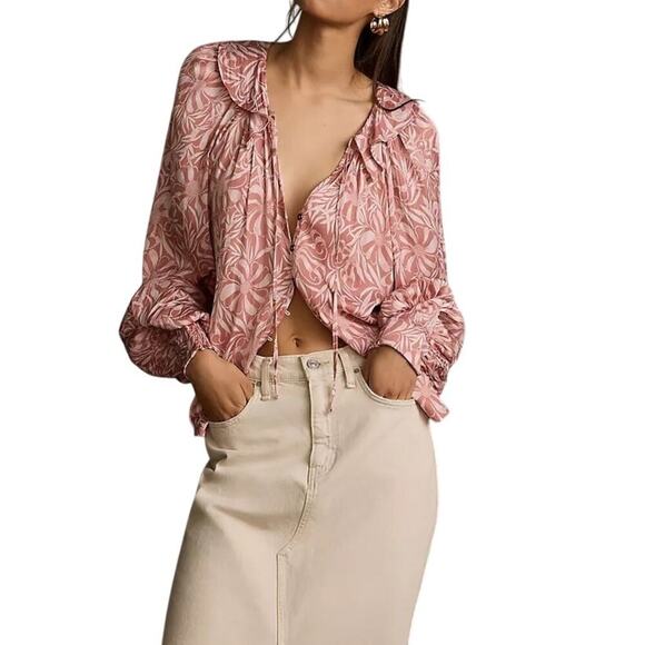 Florence Balducci for Anthropologie Collared Blouse Size Medium - Picture 1 of 15